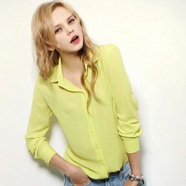 Chiffon Blouse Long Sleeve Shirt