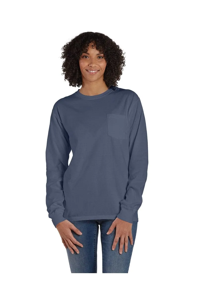 ComfortWash by Hanes GDH250: Unisex 5.5 oz., 100% Ringspun Cotton Garment-Dyed Long-Sleeve T-Shirt with Pocket
