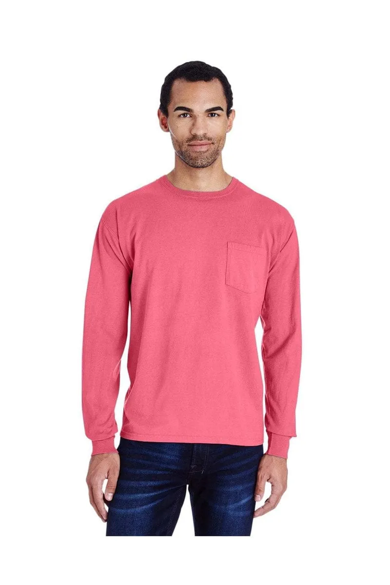 ComfortWash by Hanes GDH250: Unisex 5.5 oz., 100% Ringspun Cotton Garment-Dyed Long-Sleeve T-Shirt with Pocket