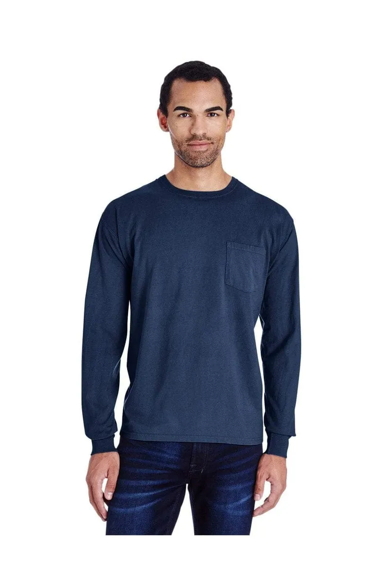 ComfortWash by Hanes GDH250: Unisex 5.5 oz., 100% Ringspun Cotton Garment-Dyed Long-Sleeve T-Shirt with Pocket