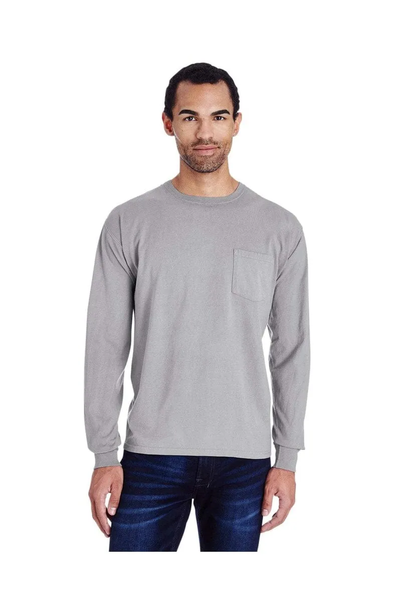 ComfortWash by Hanes GDH250: Unisex 5.5 oz., 100% Ringspun Cotton Garment-Dyed Long-Sleeve T-Shirt with Pocket
