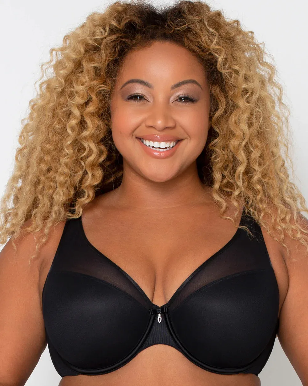 CURVY COUTURE 1310 SHEER MESH PLUNGE T-SHIRT BRA