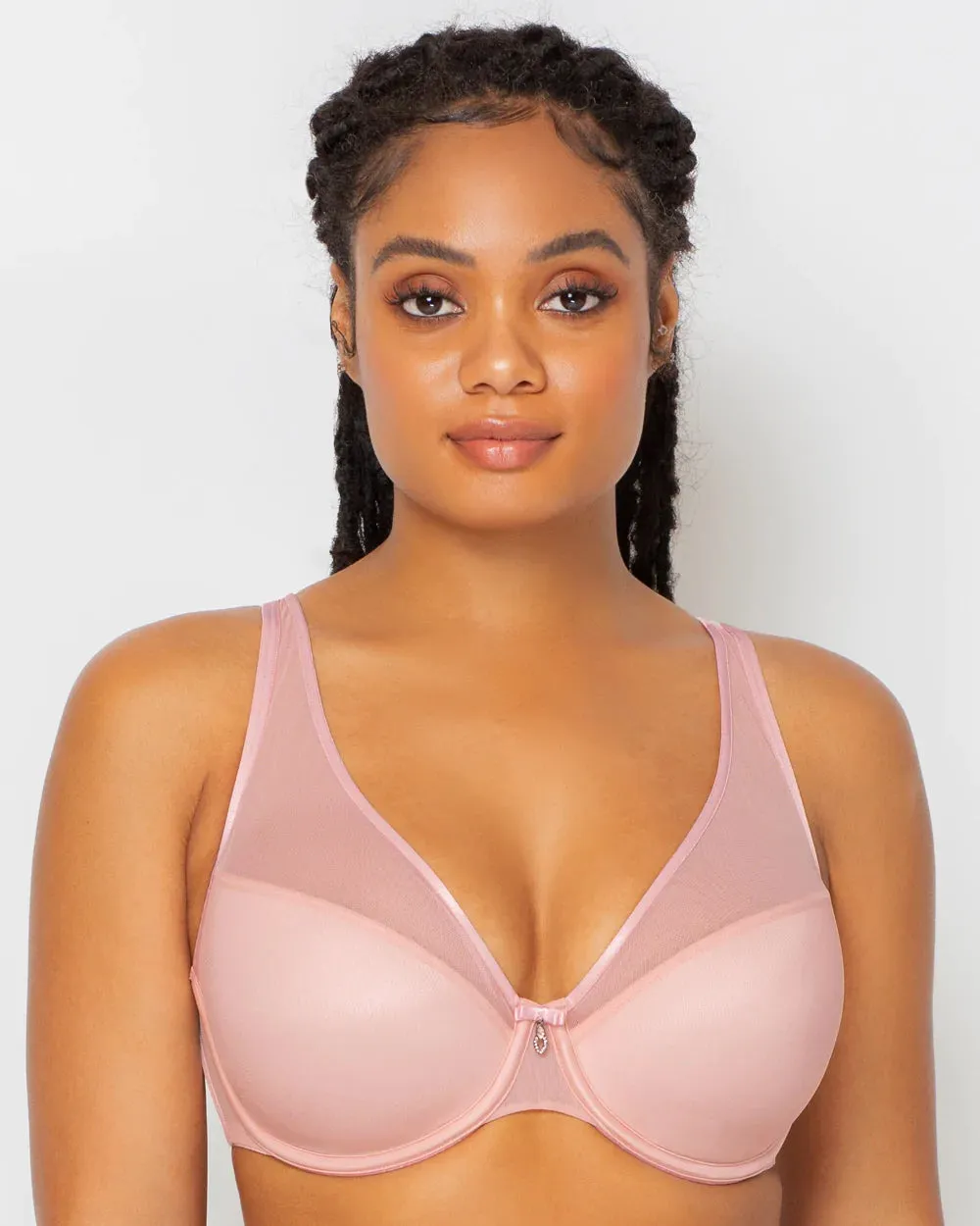 CURVY COUTURE 1310 SHEER MESH PLUNGE T-SHIRT BRA