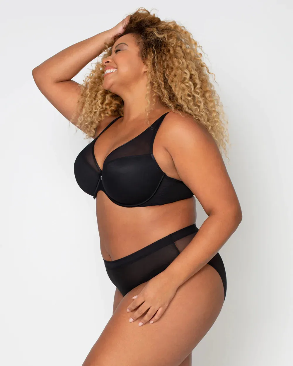 CURVY COUTURE 1310 SHEER MESH PLUNGE T-SHIRT BRA