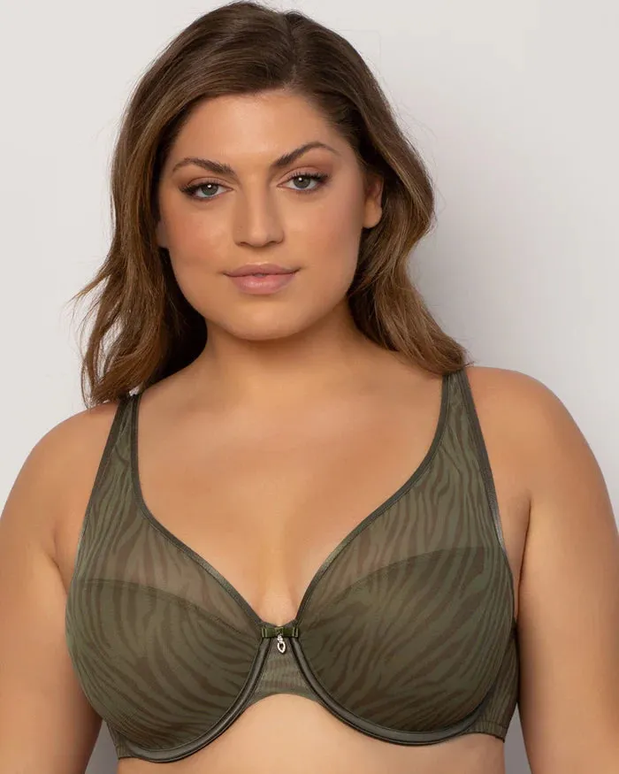 CURVY COUTURE 1310 SHEER MESH PLUNGE T-SHIRT BRA