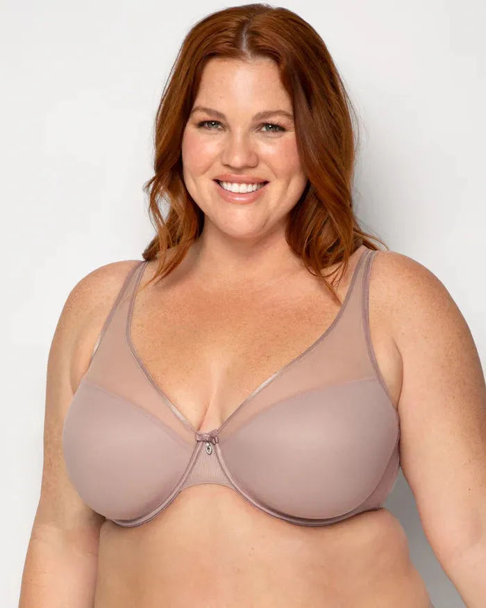 CURVY COUTURE 1310 SHEER MESH PLUNGE T-SHIRT BRA