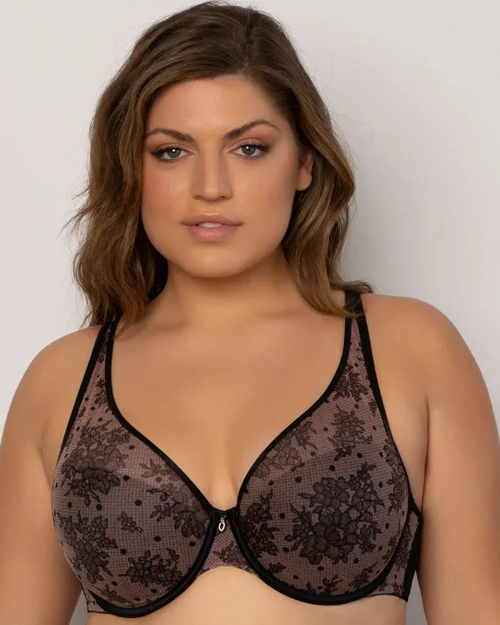 CURVY COUTURE 1310 SHEER MESH PLUNGE T-SHIRT BRA