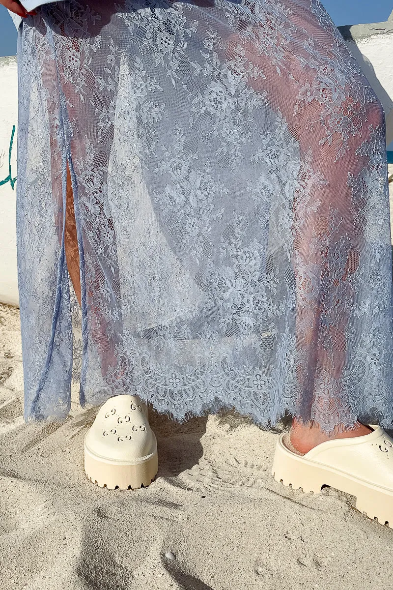 Daintree Lace Skirt- Dusty Blue