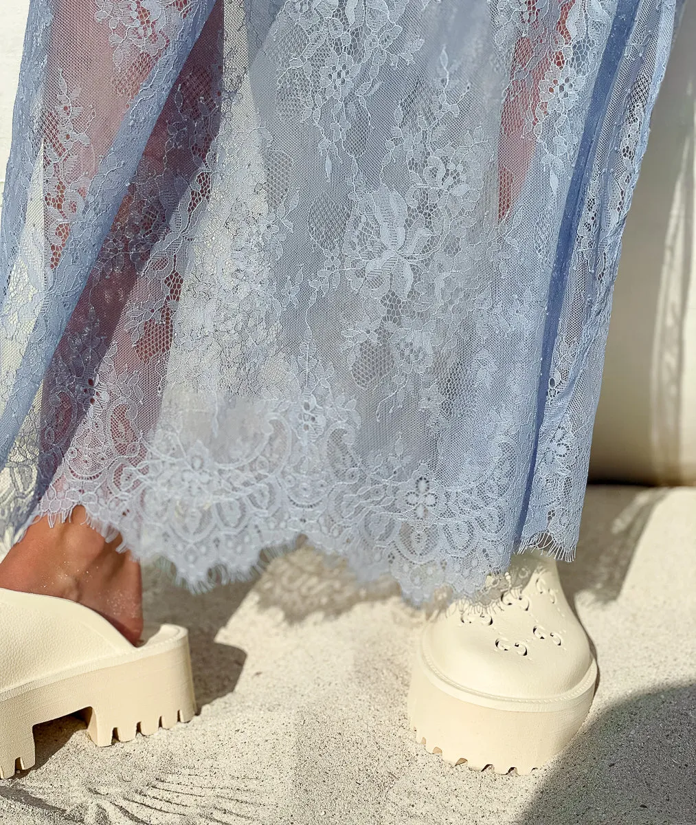 Daintree Lace Skirt- Dusty Blue