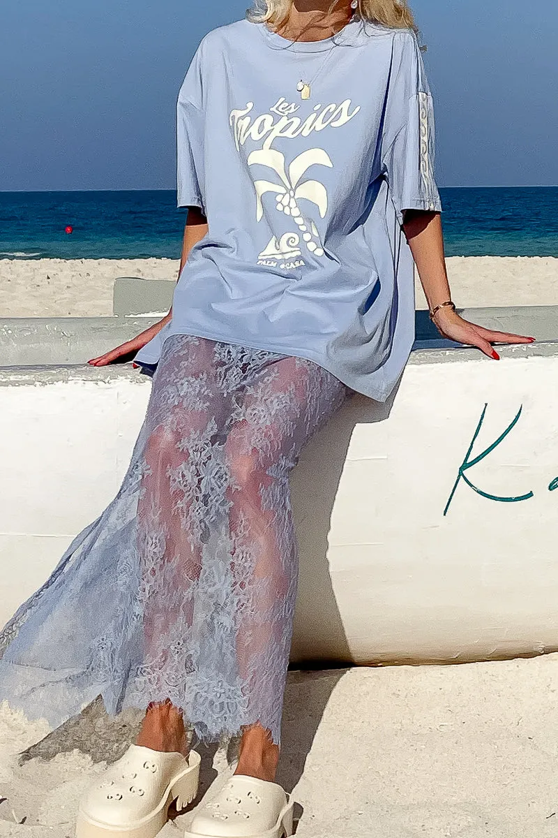 Daintree Lace Skirt- Dusty Blue