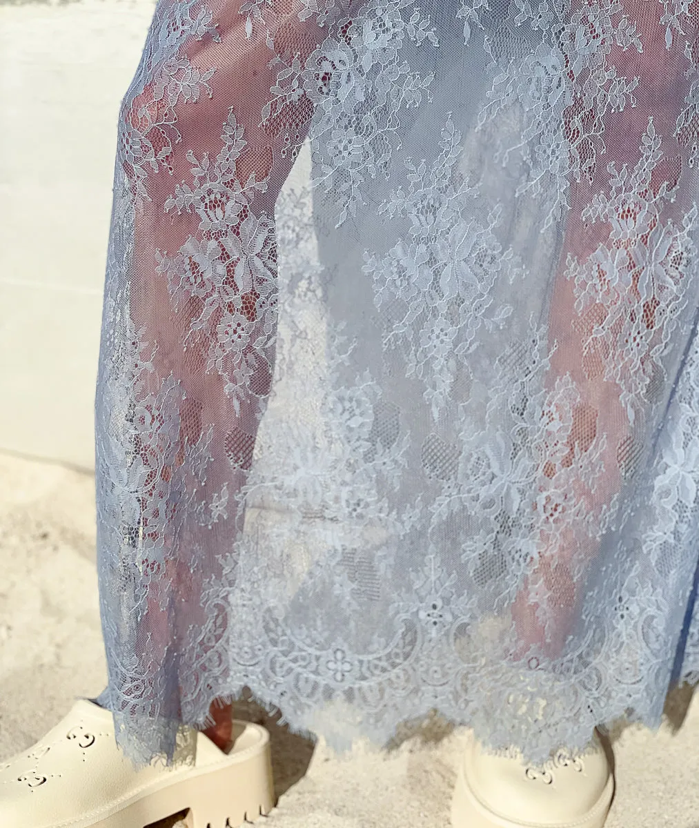Daintree Lace Skirt- Dusty Blue