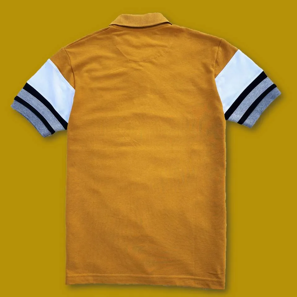 Dijon Yellow White Gray with Black stripe Polo T-Shirt