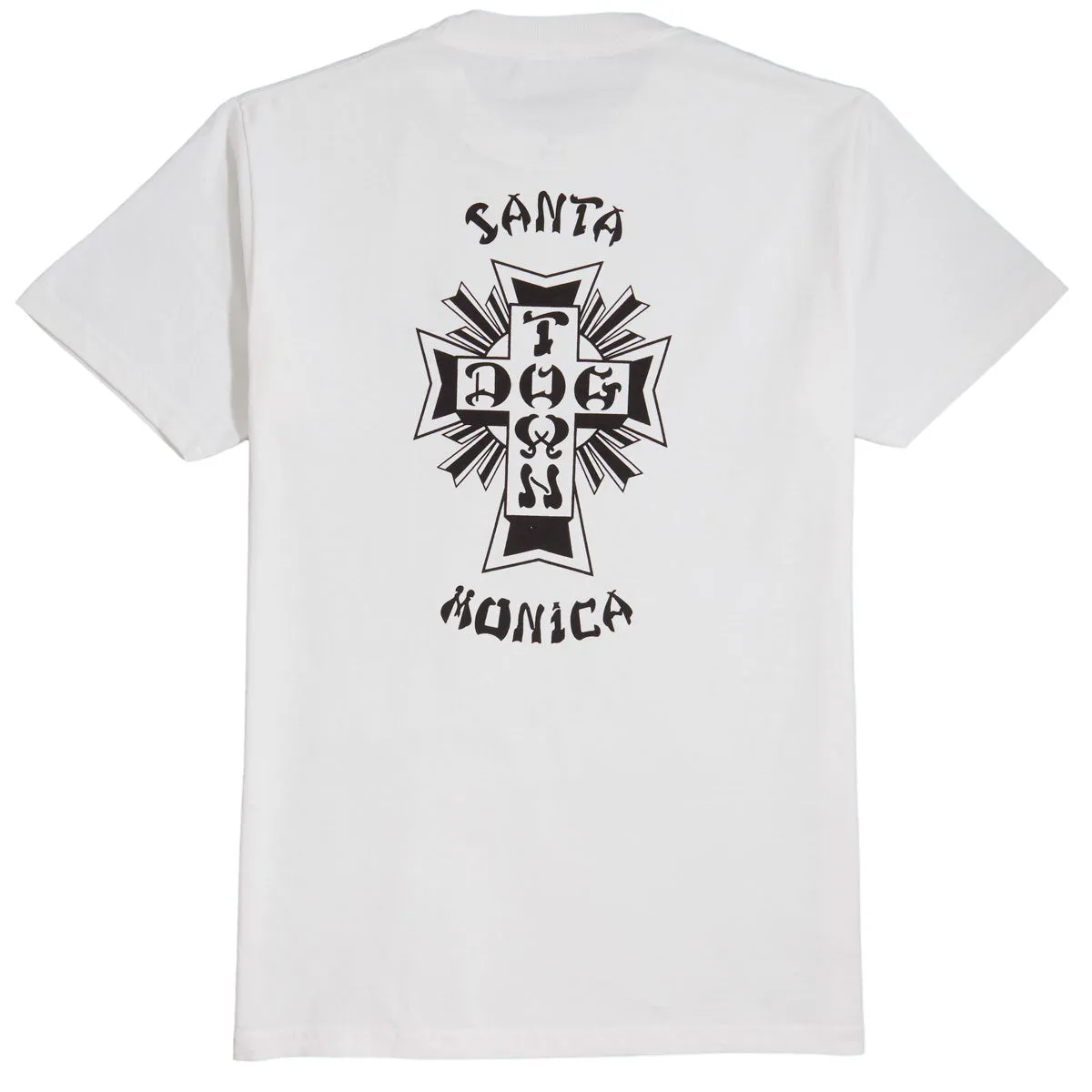 Dogtown Cross Logo Santa Monica T-Shirt - White/Black