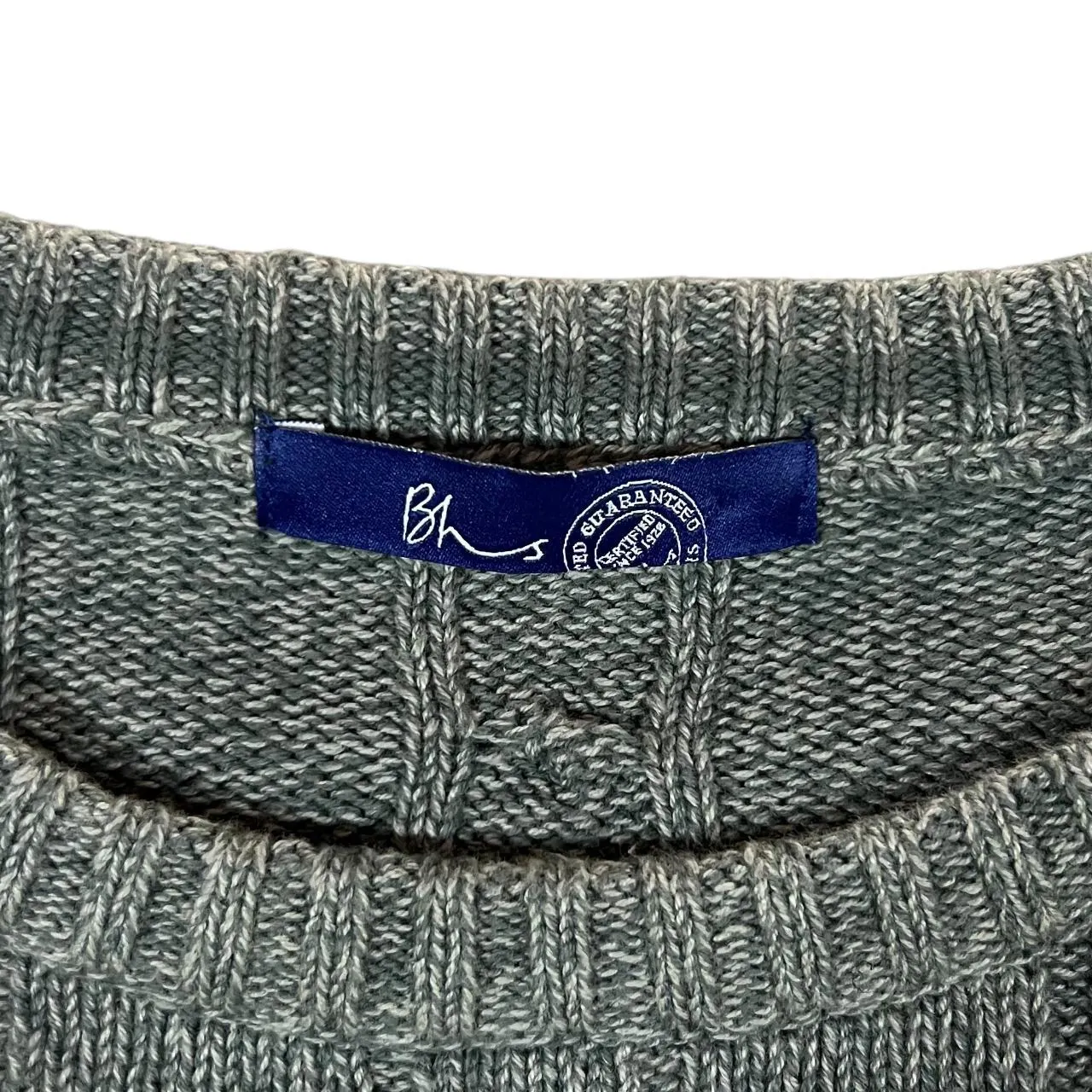 Early 00's BHS Classic Green Cable Knit Cotton Crewneck Sweater Jumper