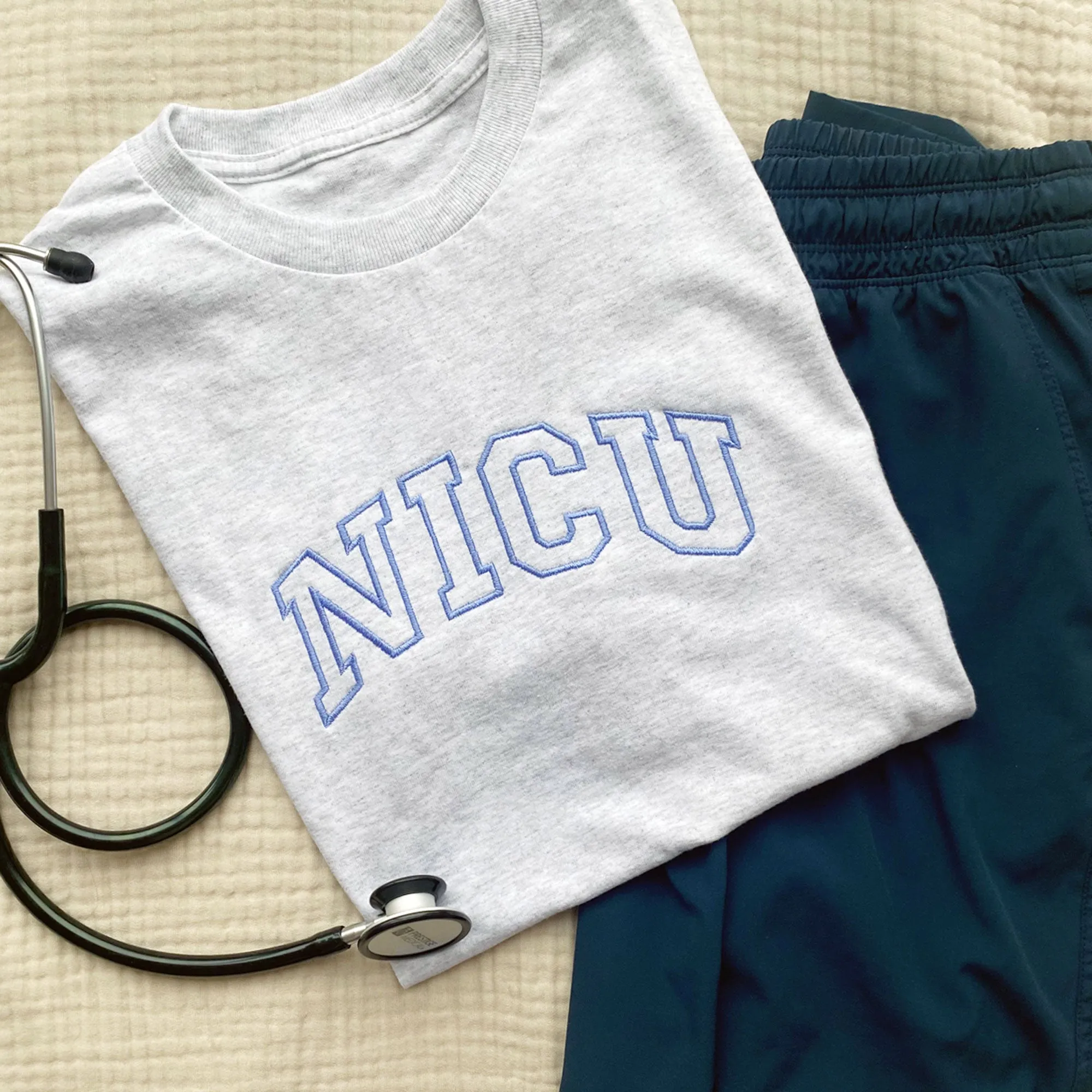 Embroidered NICU Nurse Crewneck Gemma T-Shirt