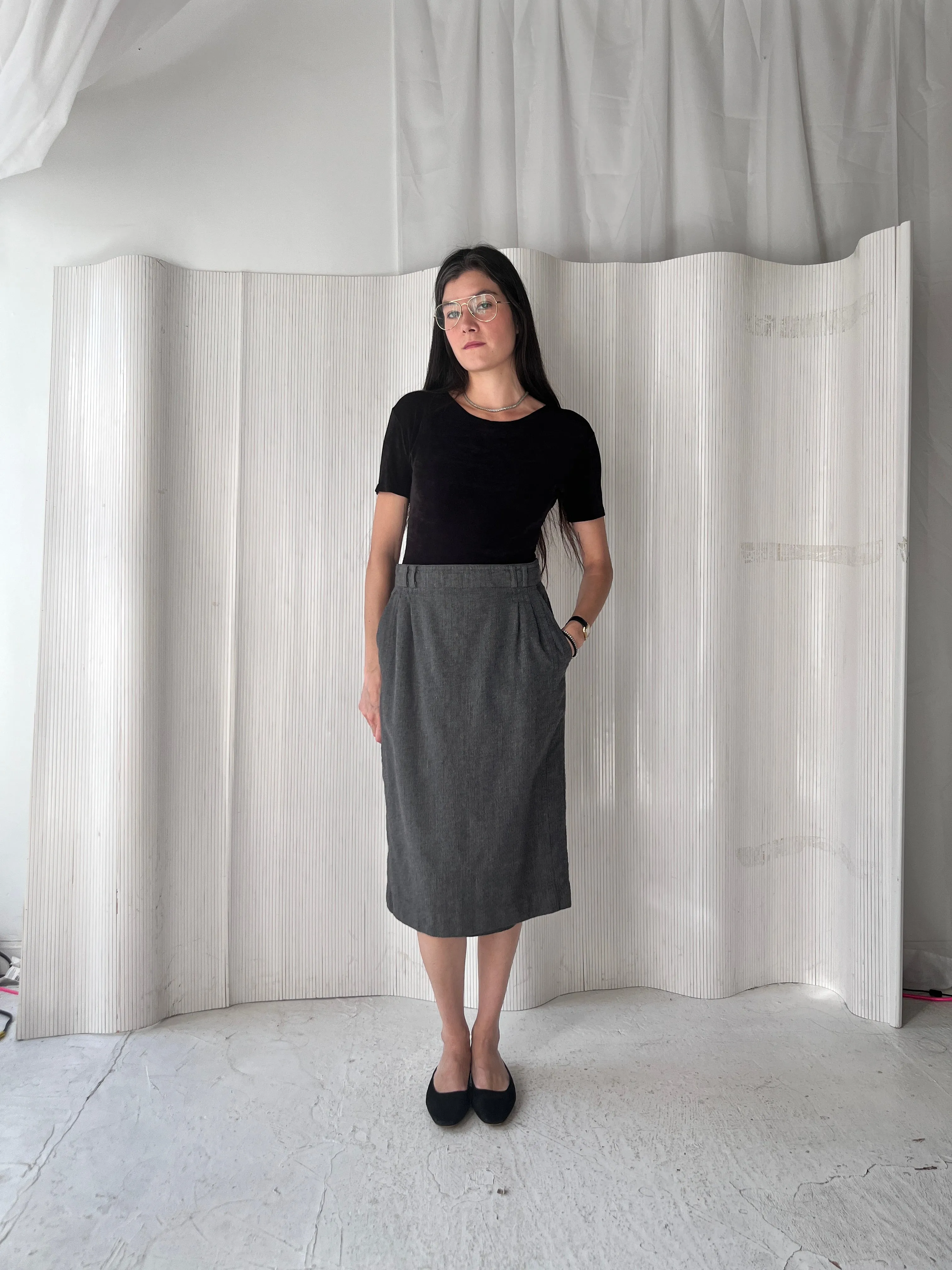 Escada grey wool pencil skirt