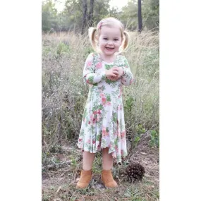 Everly Grey Toddler and Kids Girl Kendyl Kids Twirly Dress Beige Floral