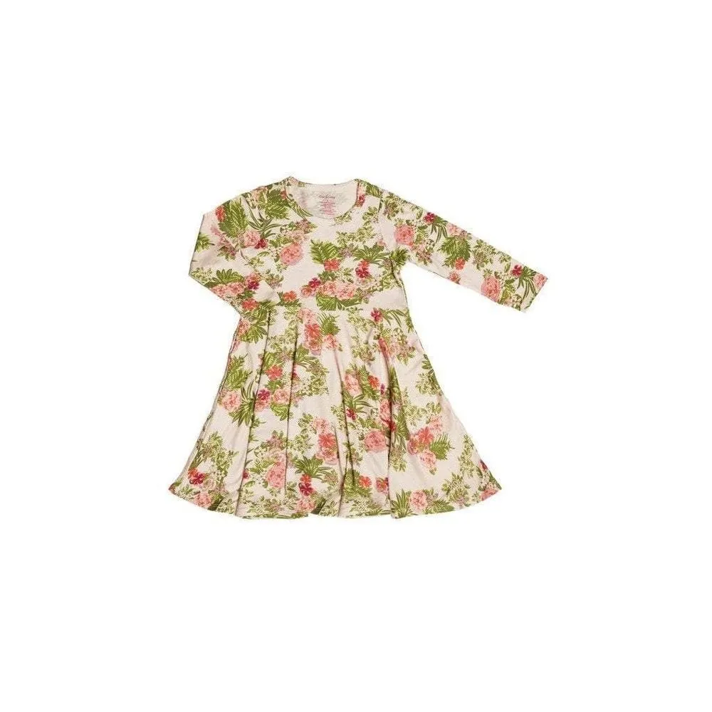 Everly Grey Toddler and Kids Girl Kendyl Kids Twirly Dress Beige Floral