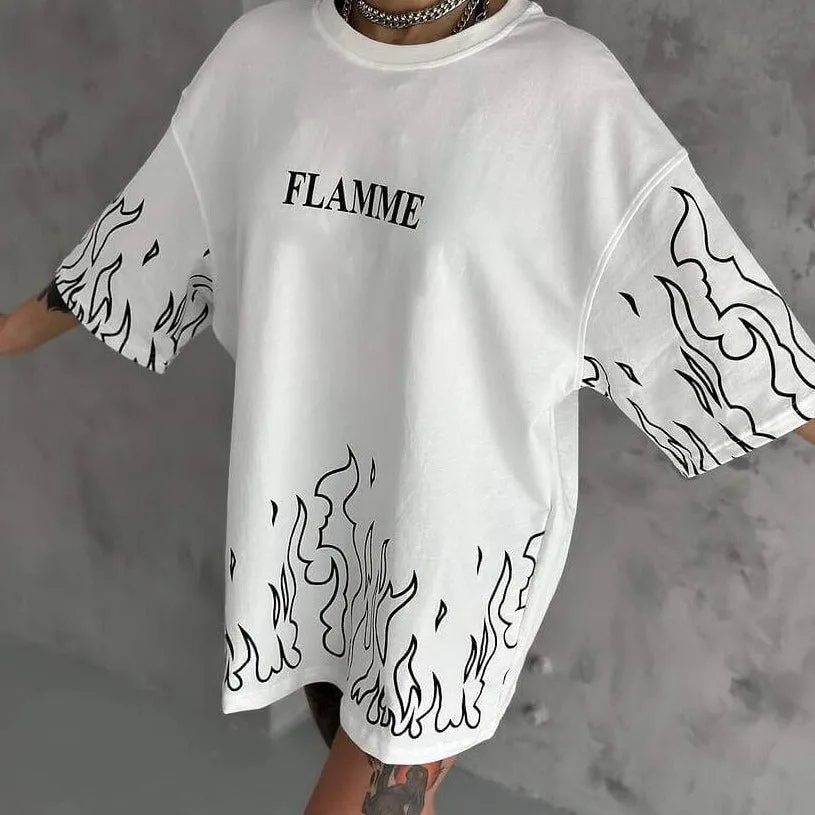Flamme Oversized Printed Cool Aesthetic Premium Quality Unisex T-shirt