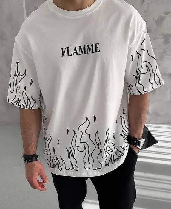 Flamme Oversized Printed Cool Aesthetic Premium Quality Unisex T-shirt