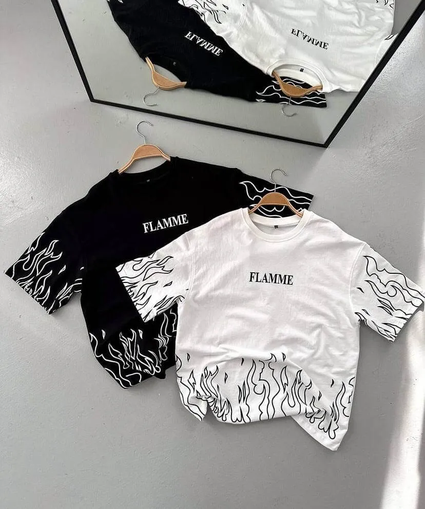 Flamme Oversized Printed Cool Aesthetic Premium Quality Unisex T-shirt