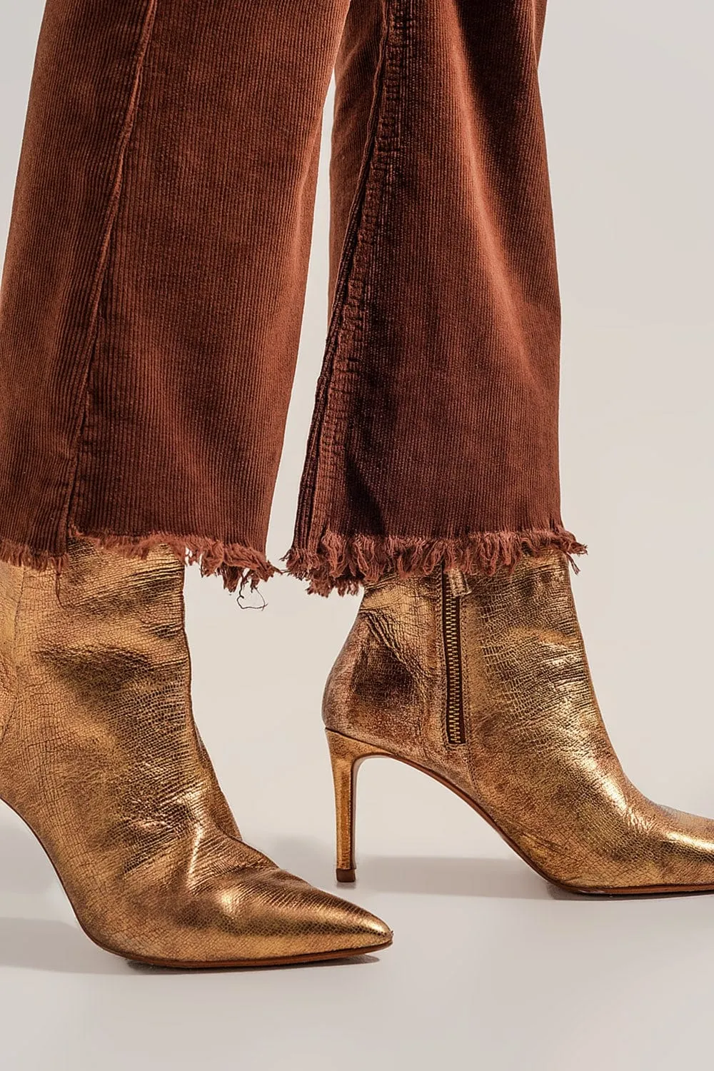 Flare Corduroy Pants In Brown