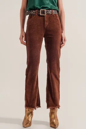 Flare Corduroy Pants In Brown