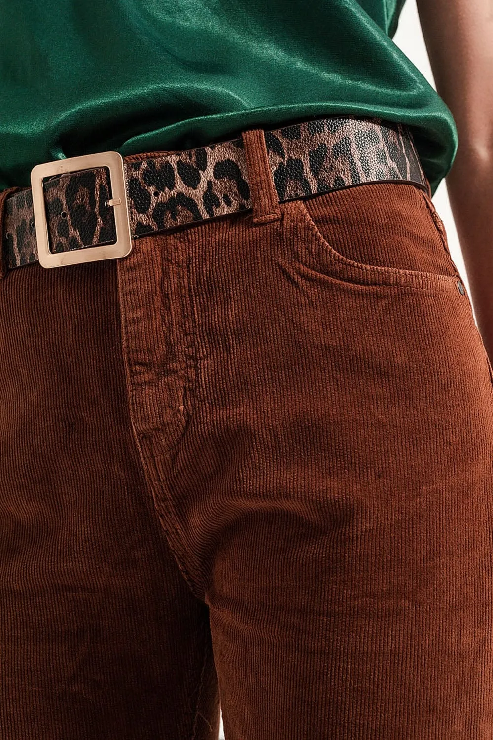 Flare Corduroy Pants In Brown