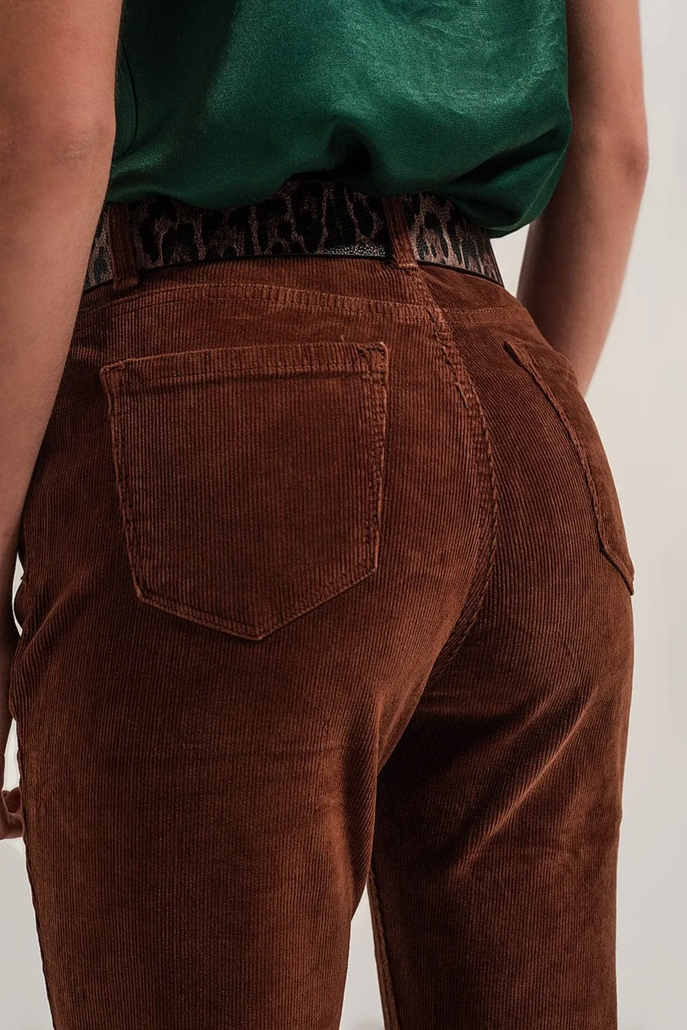 Flare Corduroy Pants In Brown