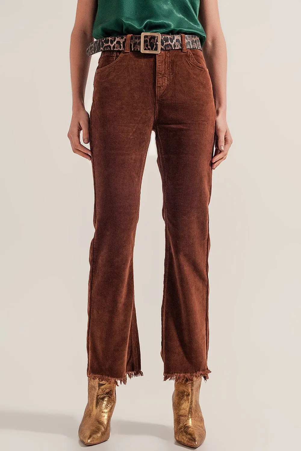 Flare Corduroy Pants In Brown