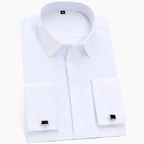 French Cuffs White Formal Shirt: Men's Office Attire