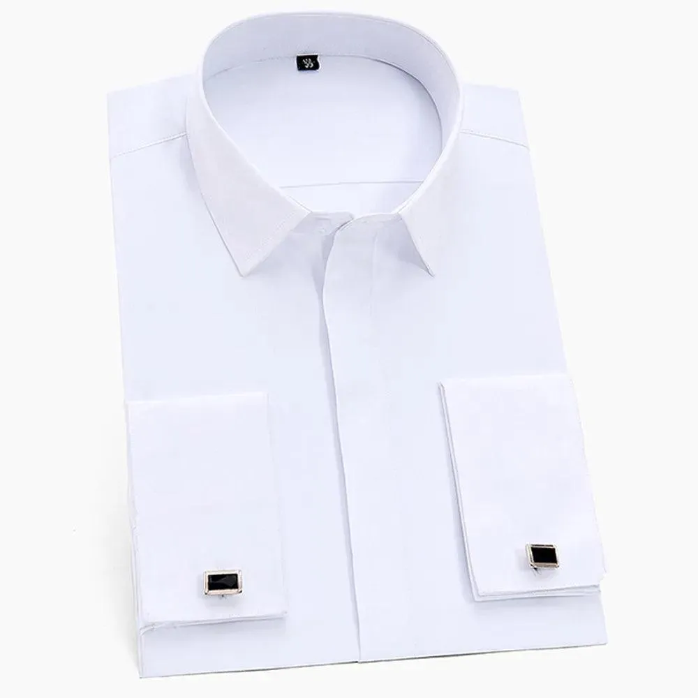French Cuffs White Formal Shirt: Men's Office Attire