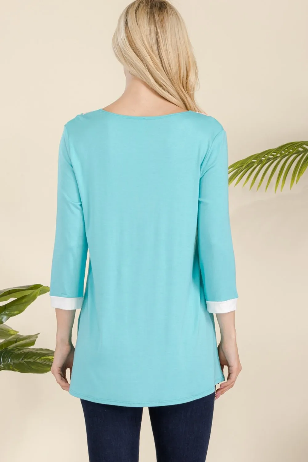 Full Size V-Neck Contrast T-Shirt