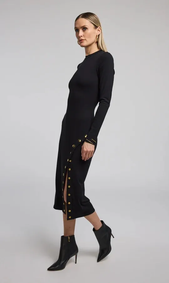 GEN Monique Rib Black Dress