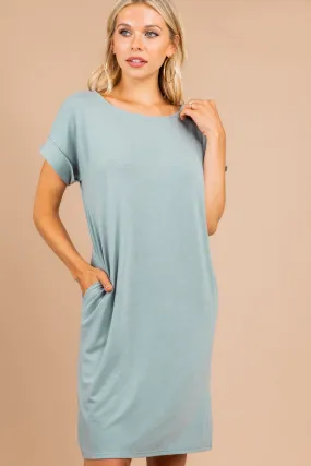 Get To Know Me Light Green T-shirt Dress
