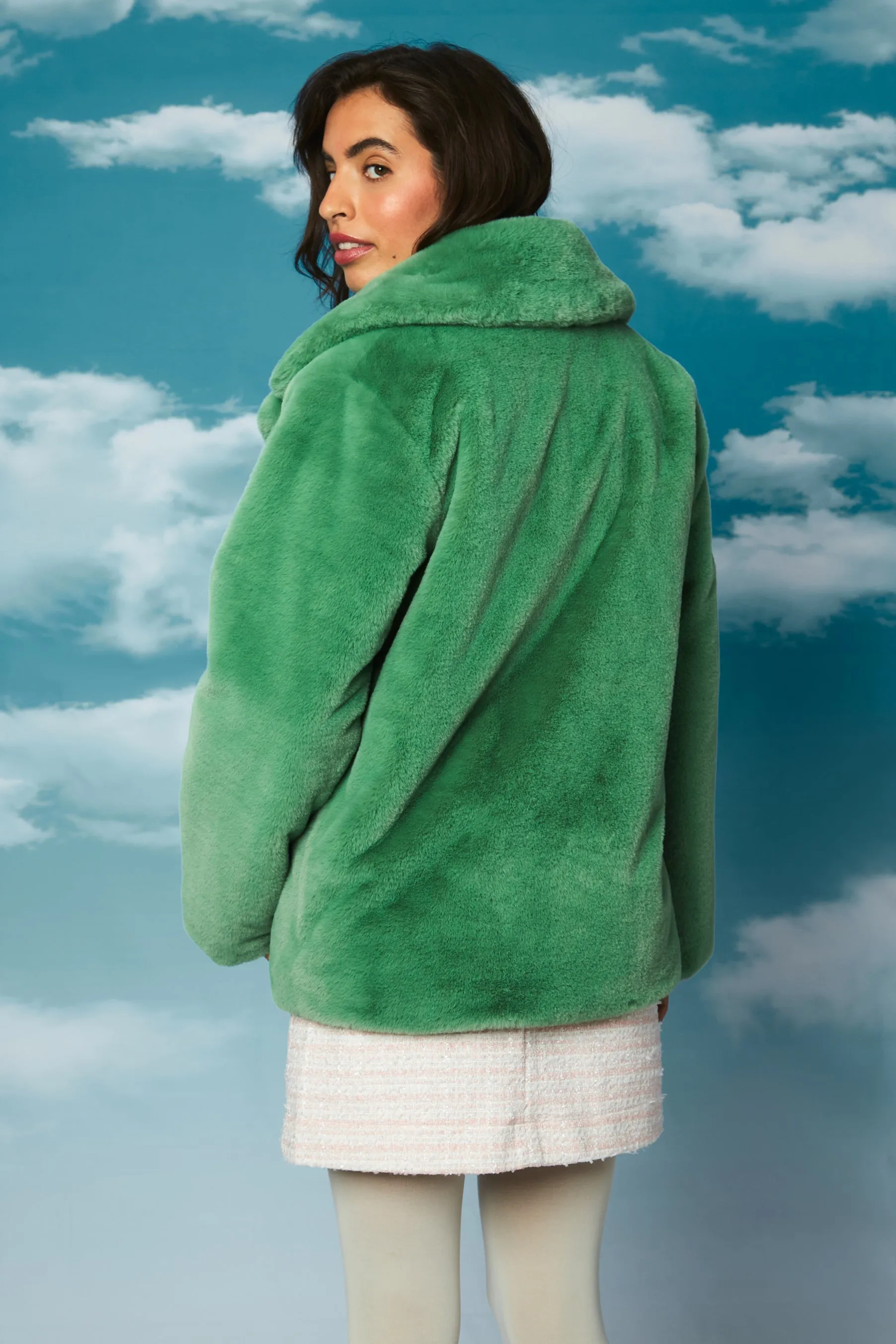 Ginnie Faux Fur Heart Pocket Detail Coat
