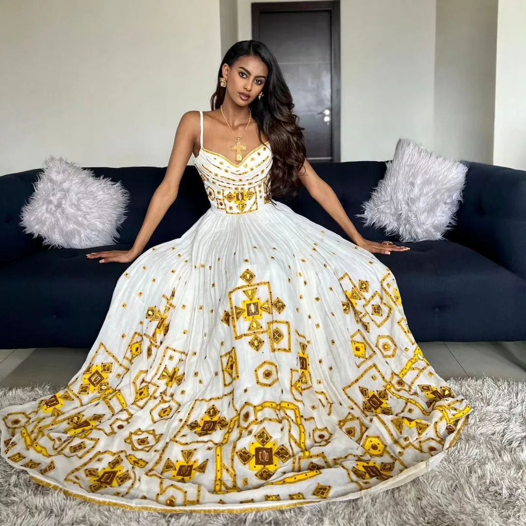Gorgeous Habesha Dress Design Yellow Habesha Kemis Modern Ethiopian Dress