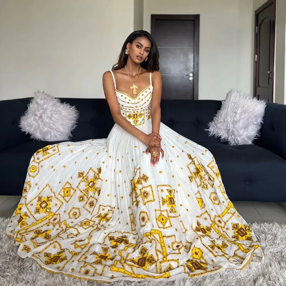Gorgeous Habesha Dress Design Yellow Habesha Kemis Modern Ethiopian Dress