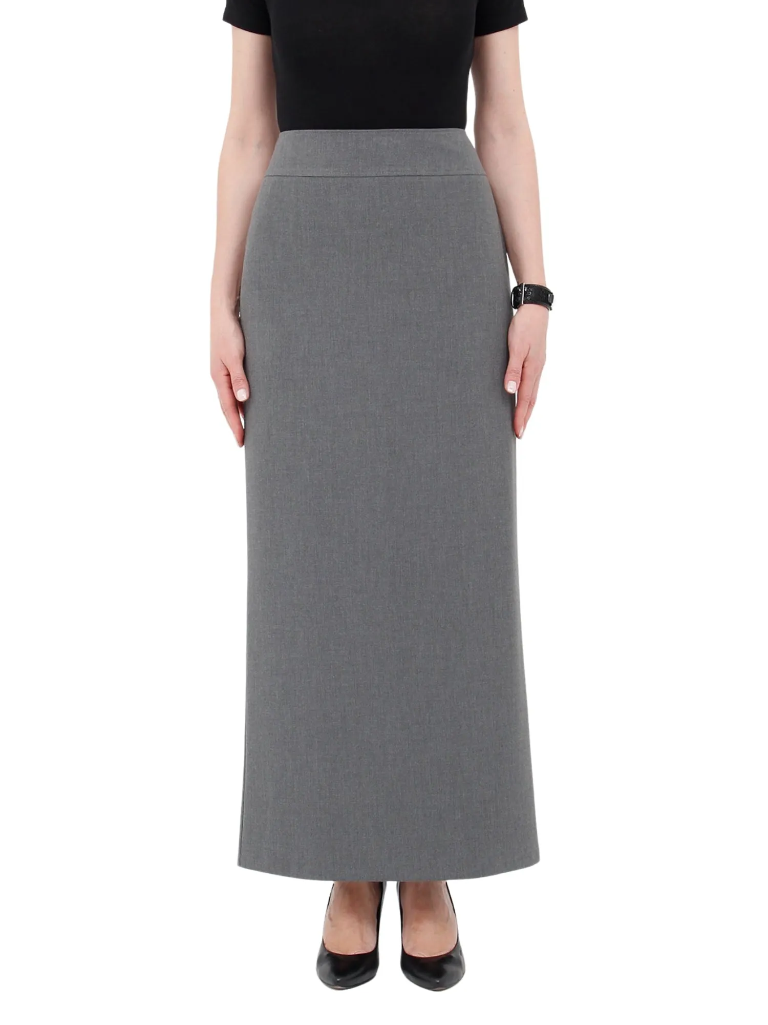 Grey Maxi Back Slitted Pencil Skirt