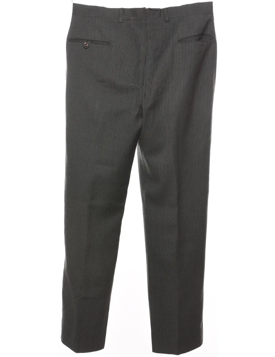 Grey Pinstriped Trousers - W34 L31