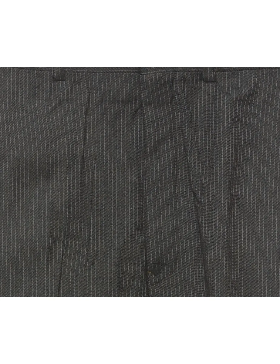 Grey Pinstriped Trousers - W34 L31