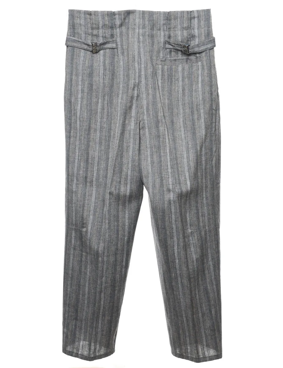 Grey Striped Pattern Trousers - W32 L28