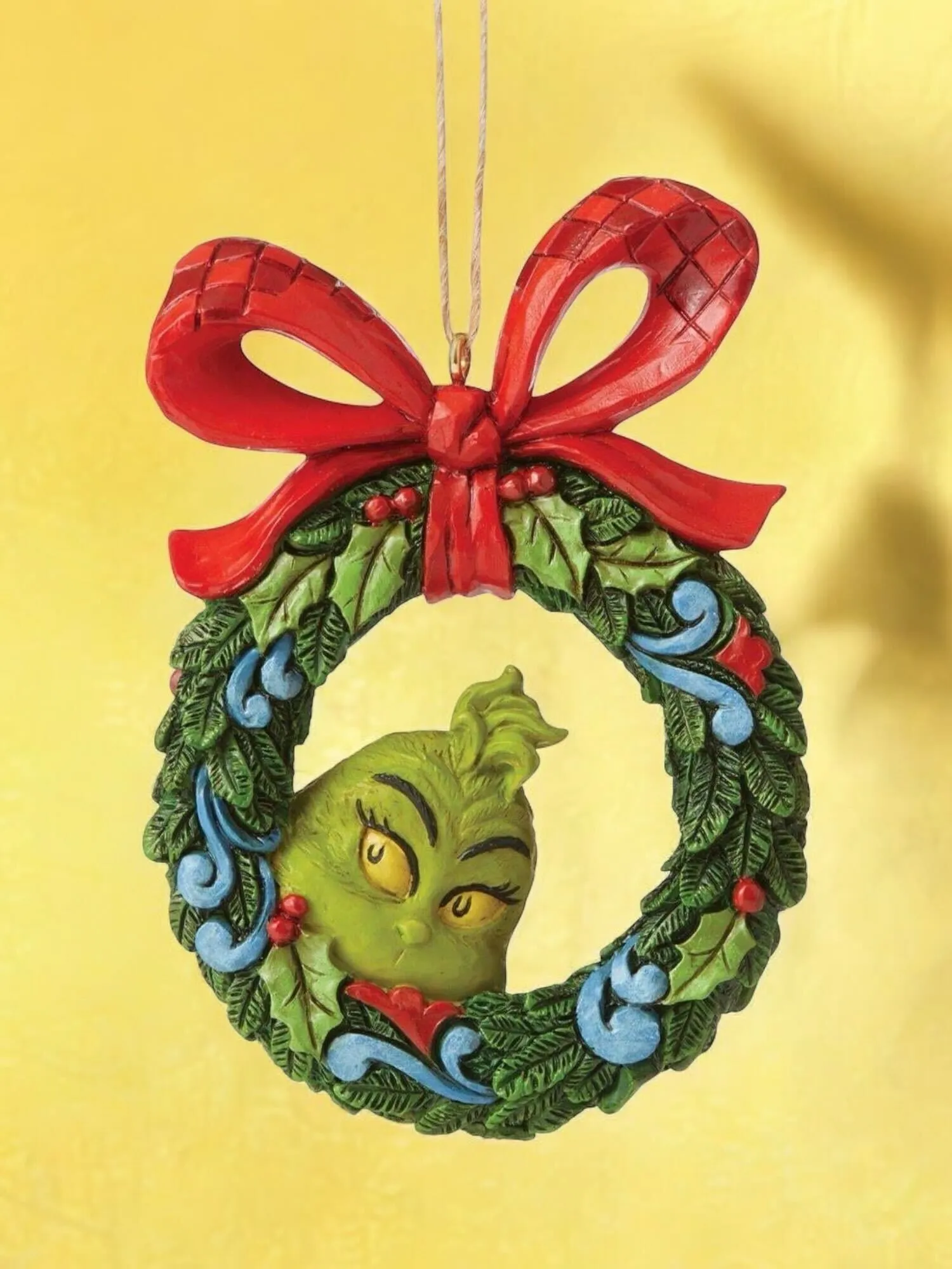 Grinch Peeking Through Wreath Ornament