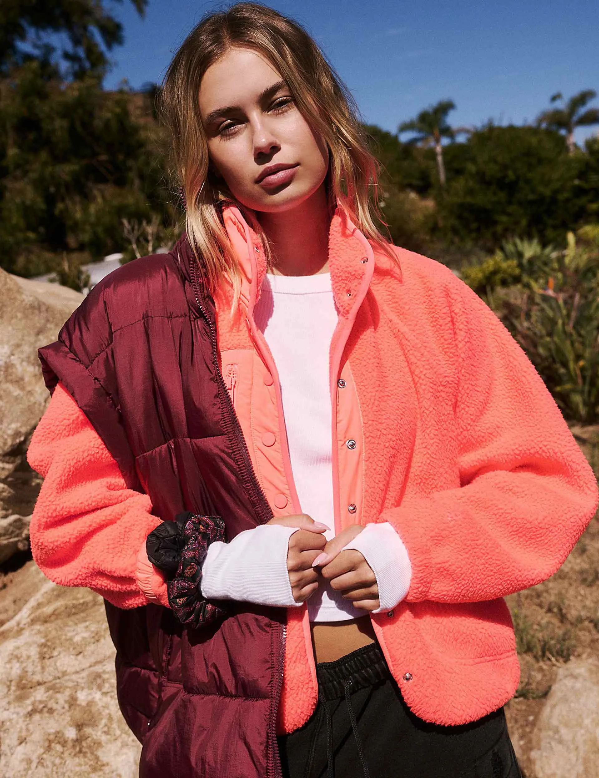 Hit The Slopes Fleece Jacket - Neon Coral