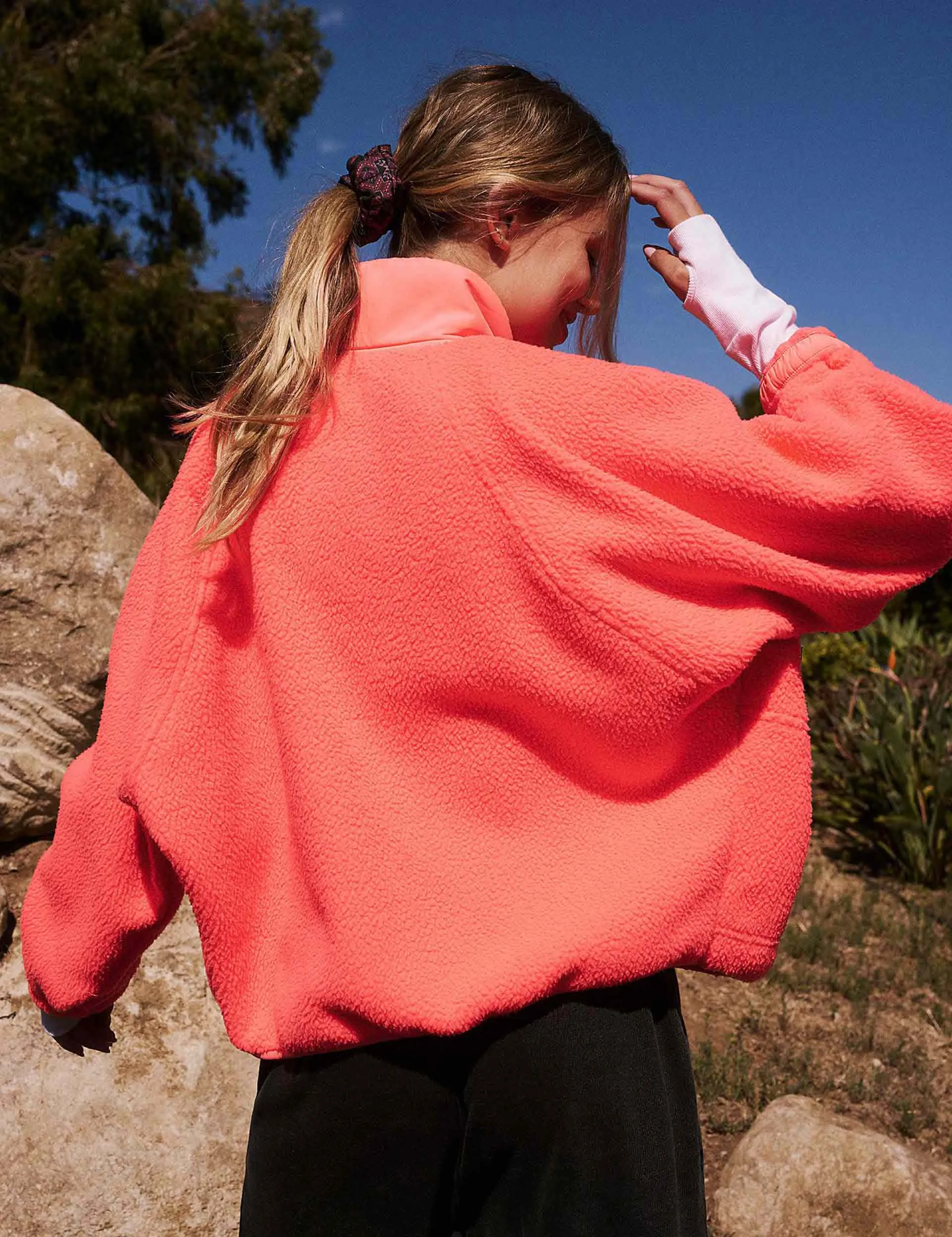 Hit The Slopes Fleece Jacket - Neon Coral