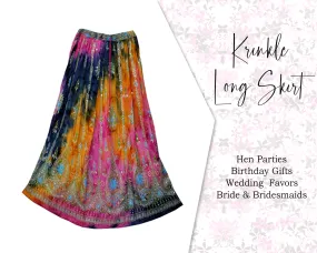 Indian Women Crinkle skirt Long Tie dye Multi color skirt Indian falda Rock, kjol boho, gypsy retro ,Women Ethic Hippi Skirt