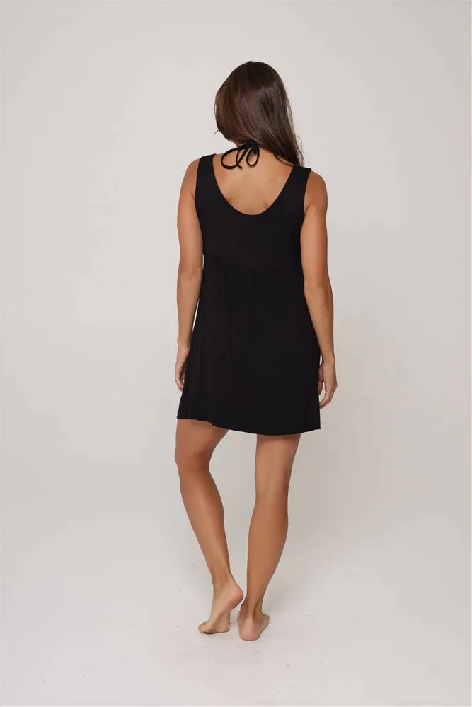 J Valdi Kira Slub Deep Pocket Dress Coverup - Black