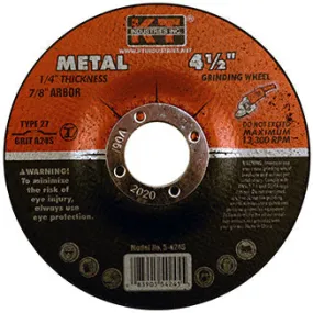 K-T Industries 4-1/2" X 1/4" X 7/8" Metal Grinding Wheel