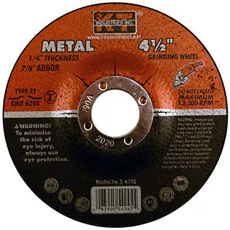 K-T Industries 4-1/2" X 1/4" X 7/8" Metal Grinding Wheel