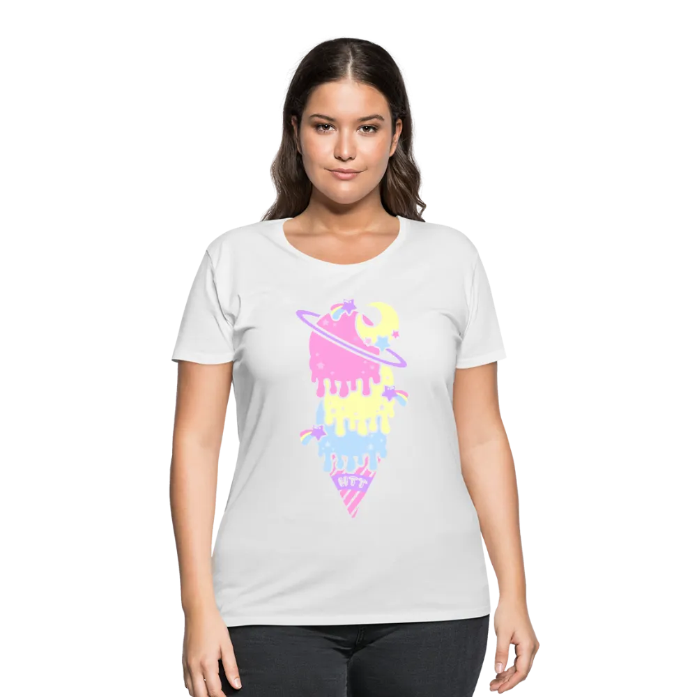 Kawaii cosmic melty ice cream Women’s Plus Size Curvy T-Shirt